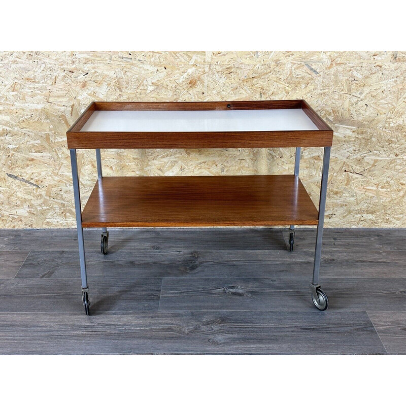 Vintage serving trolley in walnut and teak by Walter Wirz for Wilhelm Renz, 1960-1970s