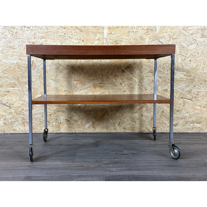 Vintage serving trolley in walnut and teak by Walter Wirz for Wilhelm Renz, 1960-1970s