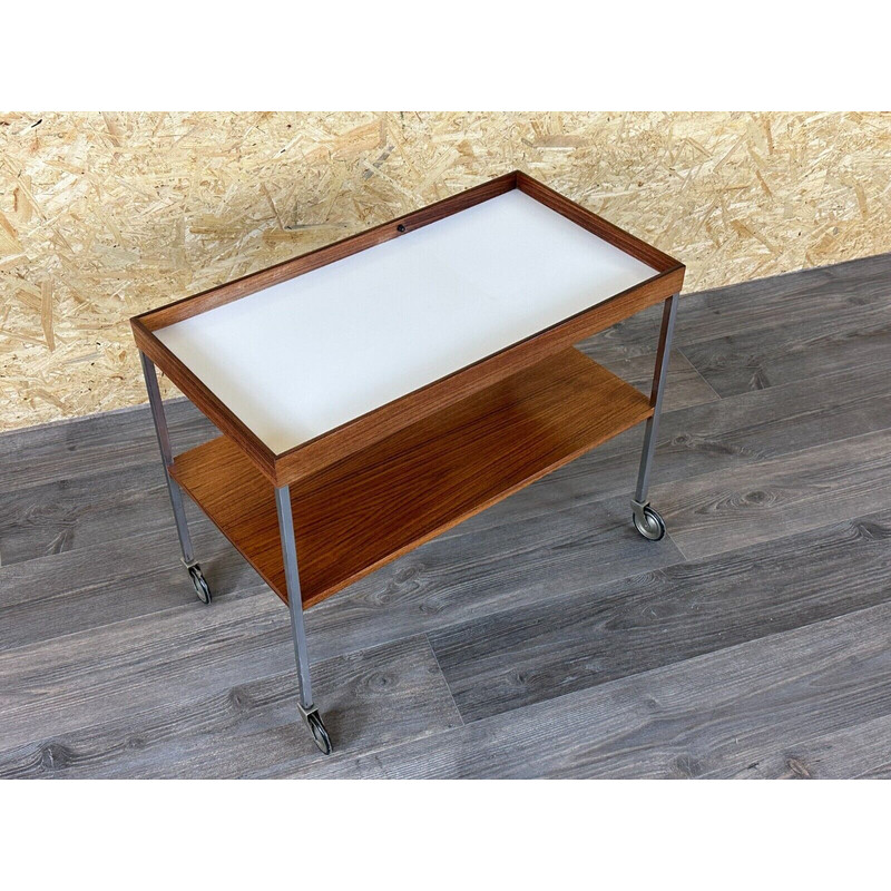 Vintage serving trolley in walnut and teak by Walter Wirz for Wilhelm Renz, 1960-1970s