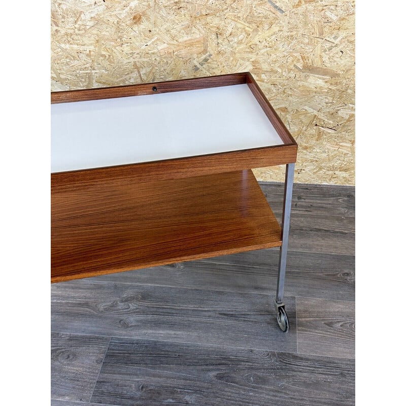 Vintage serving trolley in walnut and teak by Walter Wirz for Wilhelm Renz, 1960-1970s