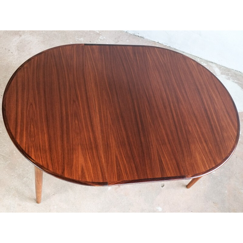 Danish extendable round table in rosewood - 1960s