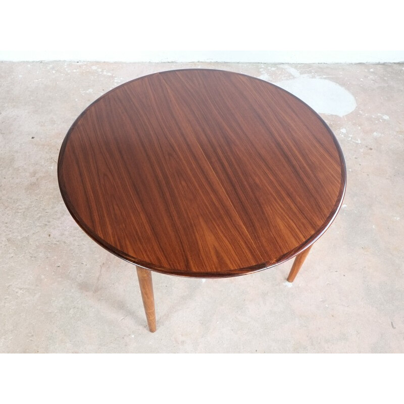 Danish extendable round table in rosewood - 1960s