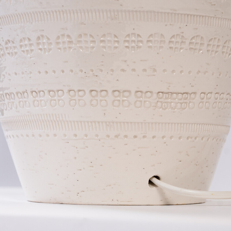 Vintage Italian Bitossi lamp in white ceramic by Aldo Londi, 1970s