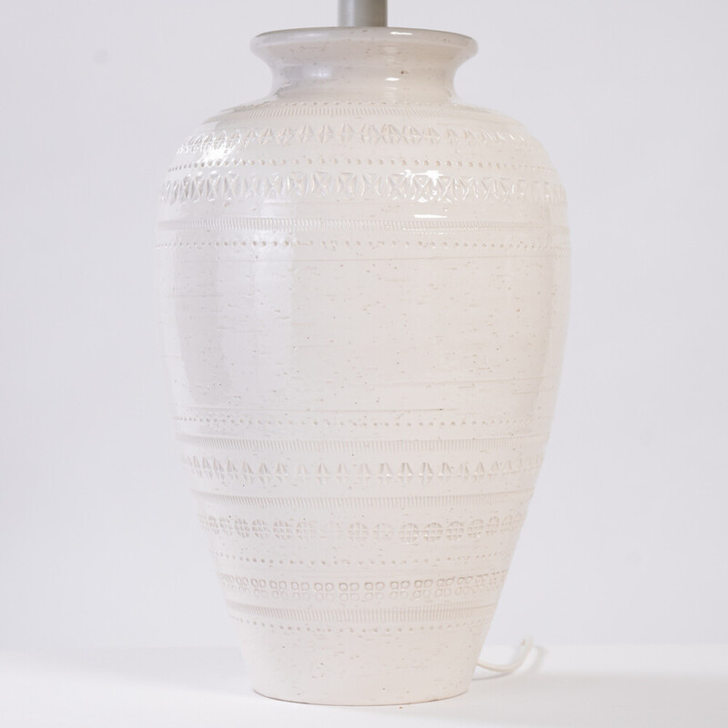 Lámpara vintage italiana Bitossi en cerámica blanca de Aldo Londi, años 70