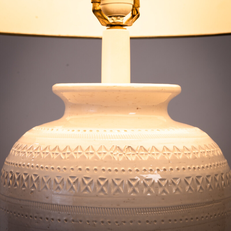 Lampe Bitossi italienne vintage en céramique blanche par Aldo Londi, 1970