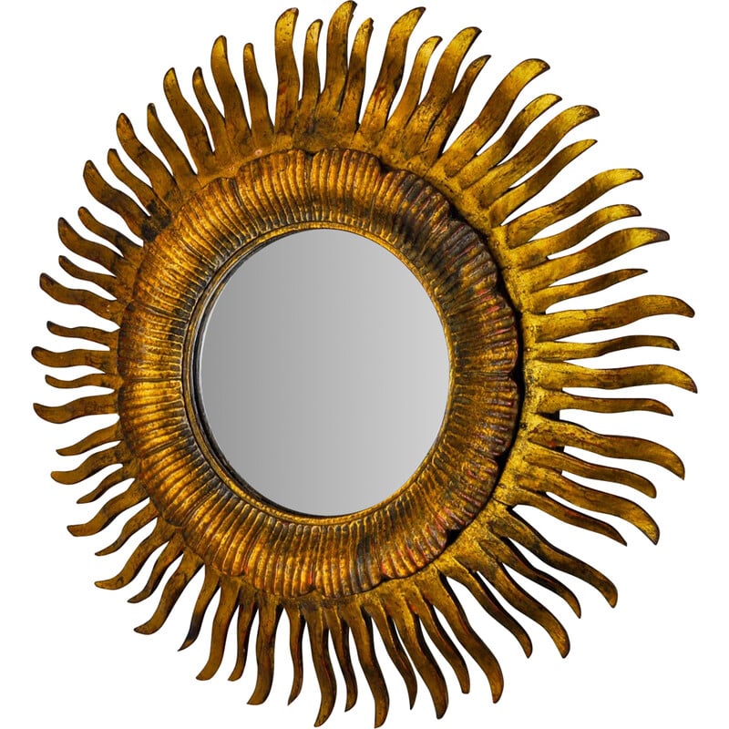 miroir vintage soleil - bois