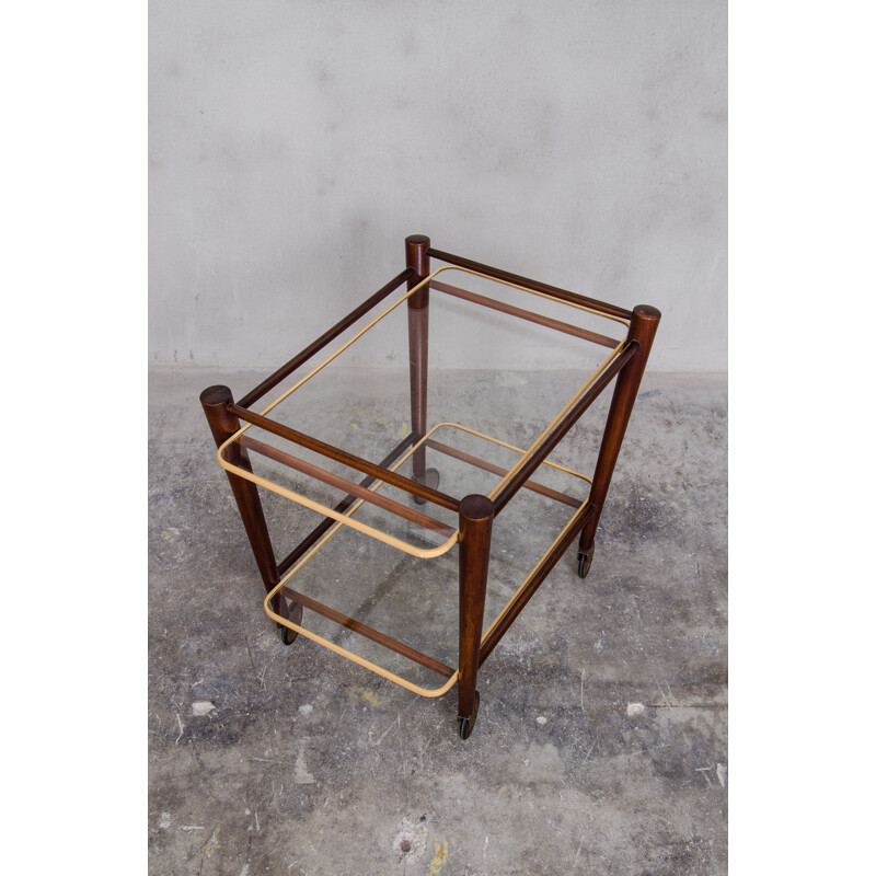 Teak trolley with two glass tops by Cees Braakman for Pastoe - 1950s 