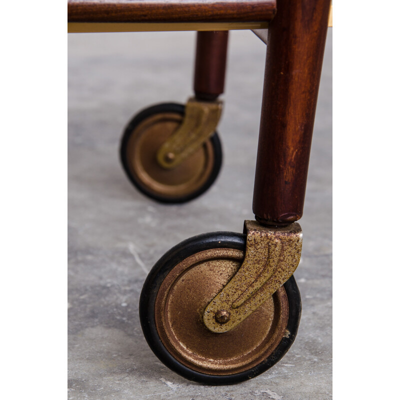 Teak trolley with two glass tops by Cees Braakman for Pastoe - 1950s 