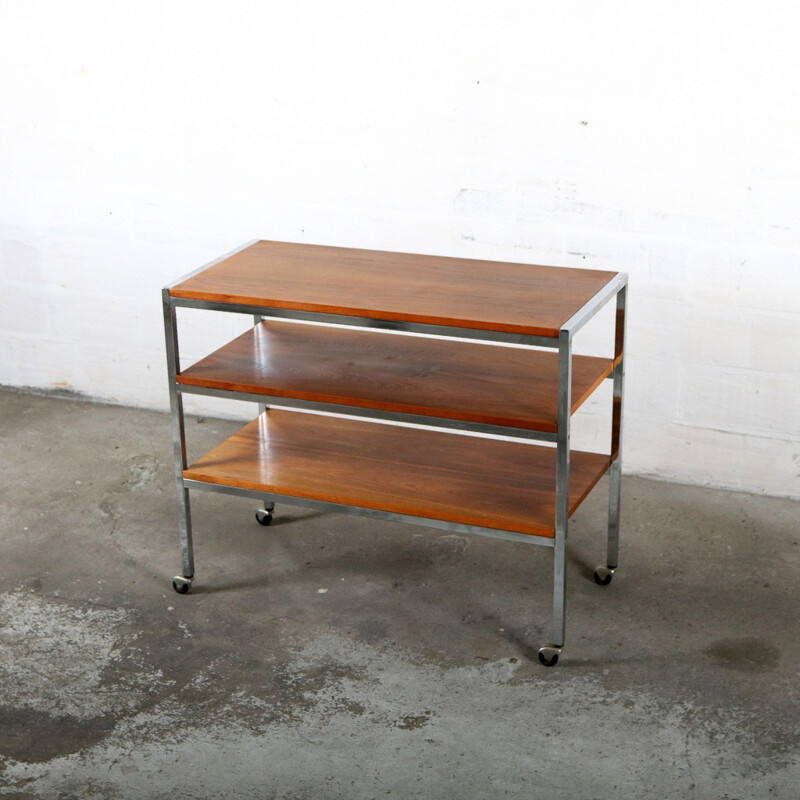 Belgian teak and chrome trolley - 1960s