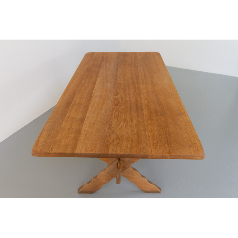 Vintage Danish Brutalist oakwood dining table by Henning Kjærnulf, 1960s
