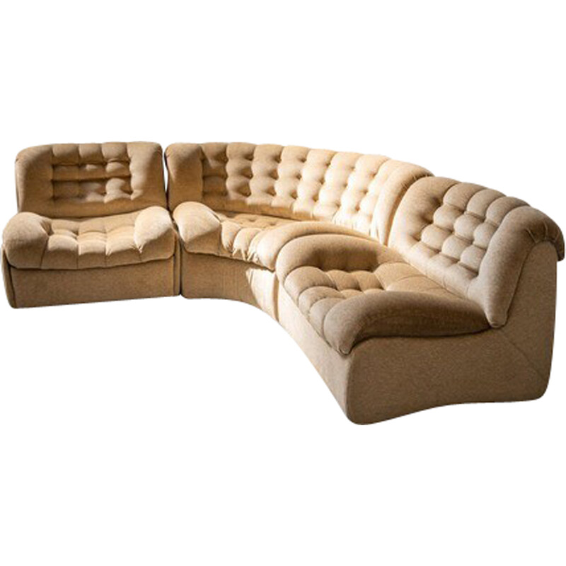 Vintage semi-circular sectional living room set by F.lli Carloni, 1970s