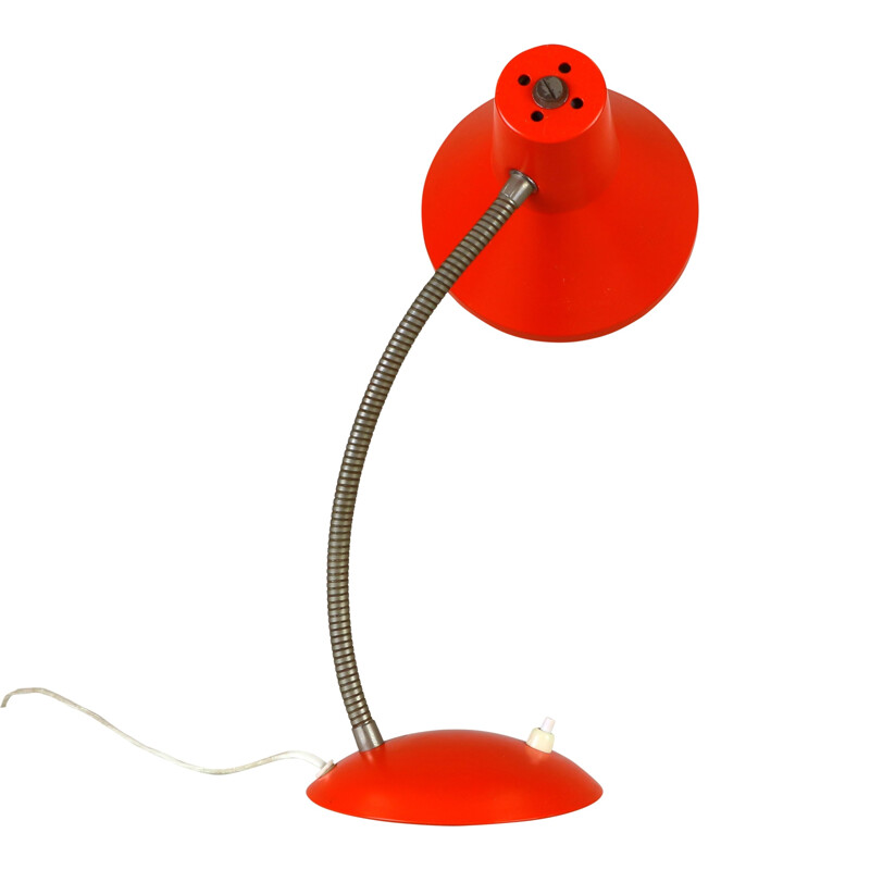 Lampe de bureau orangé et rouge en métal - 1960