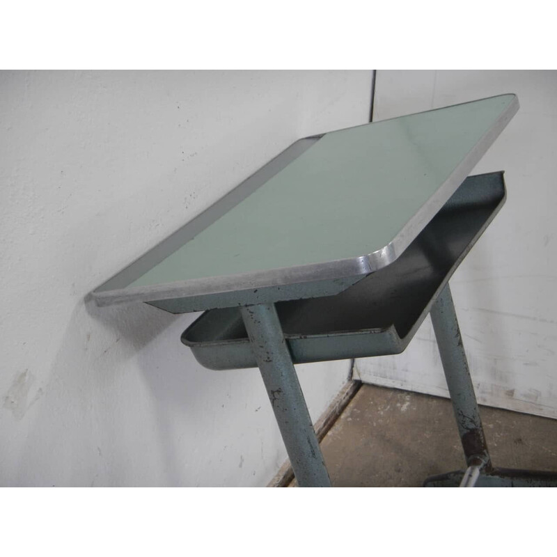 Vintage school bench in iron and formica, 1950