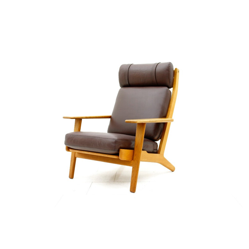 Leather & Oak Lounge Chair GE 290 by Hans J. Wegner - 1960s