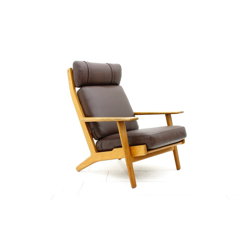 Leather & Oak Lounge Chair GE 290 by Hans J. Wegner - 1960s