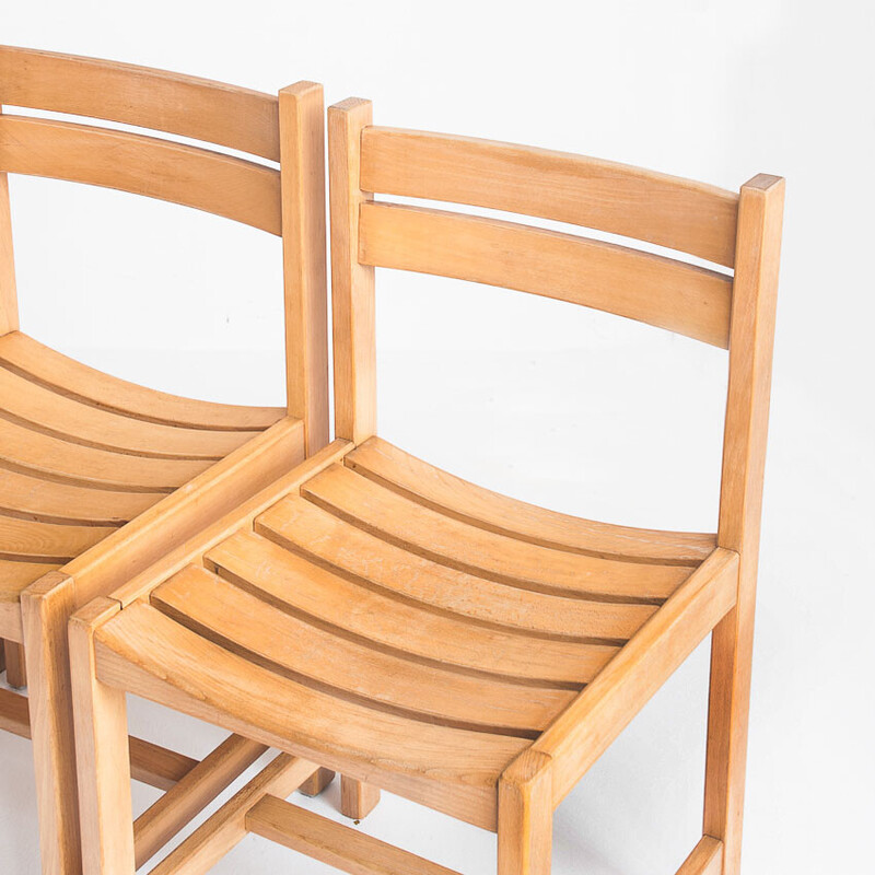 Conjunto de 6 cadeiras vintage em faia maciça de André Sornay, França 1960