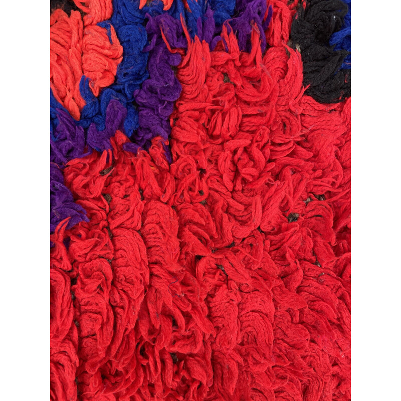 Boucherouite vintage red berber rug