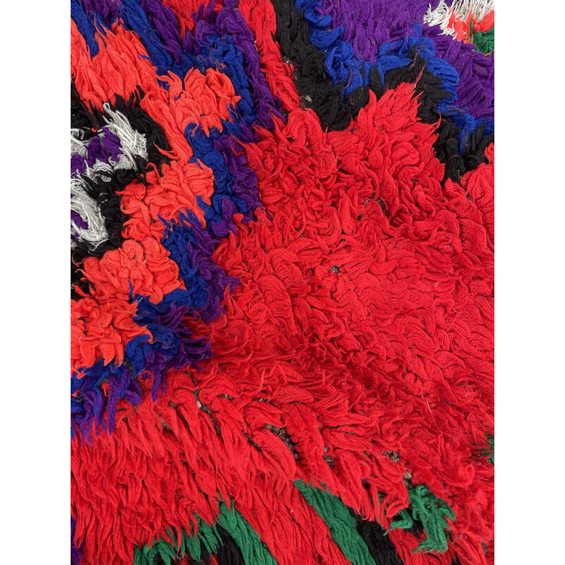 Boucherouite vintage red berber rug