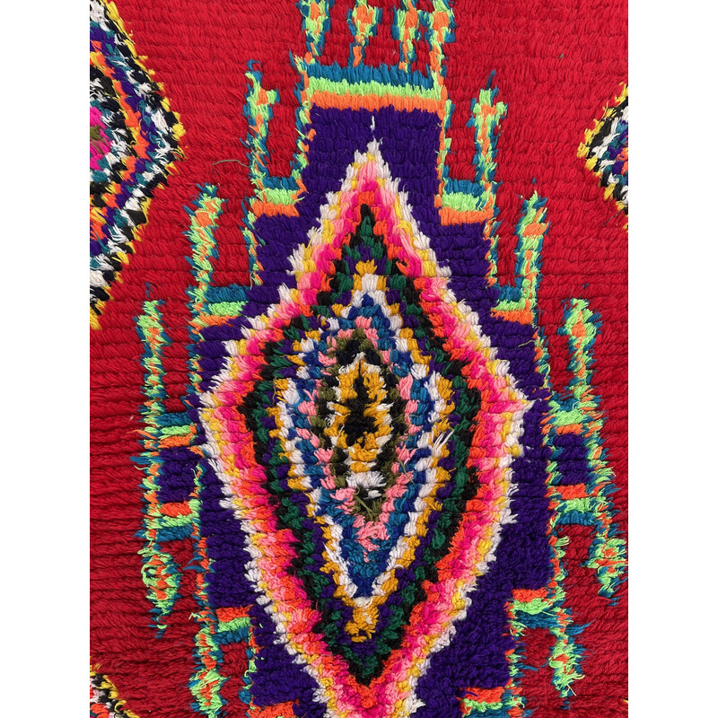 Vintage red Berber Boucherouite rug