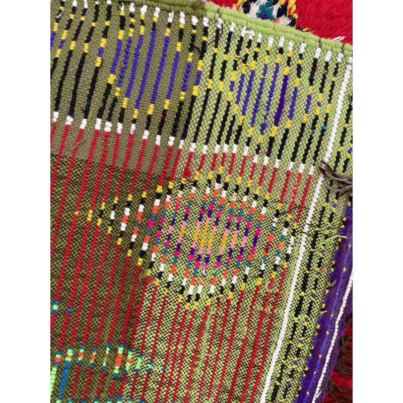Vintage red Berber Boucherouite rug