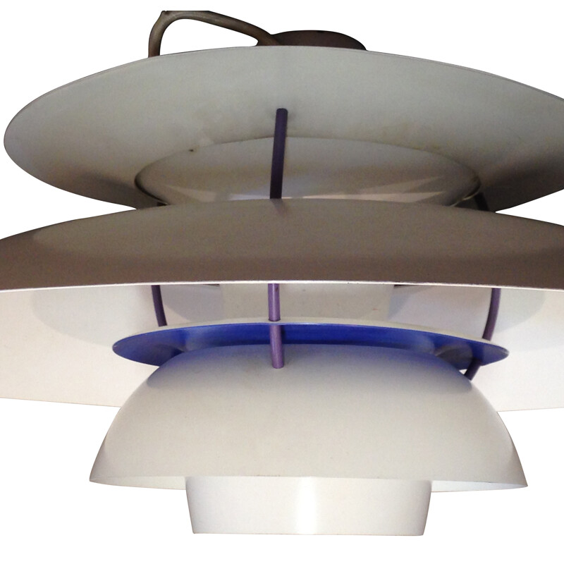 White and purple "PH5" hanging lamp, Poul HENNINGSEN - 1950s