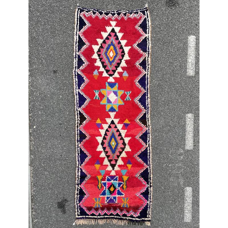 Vintage Berber Boucherouite rug