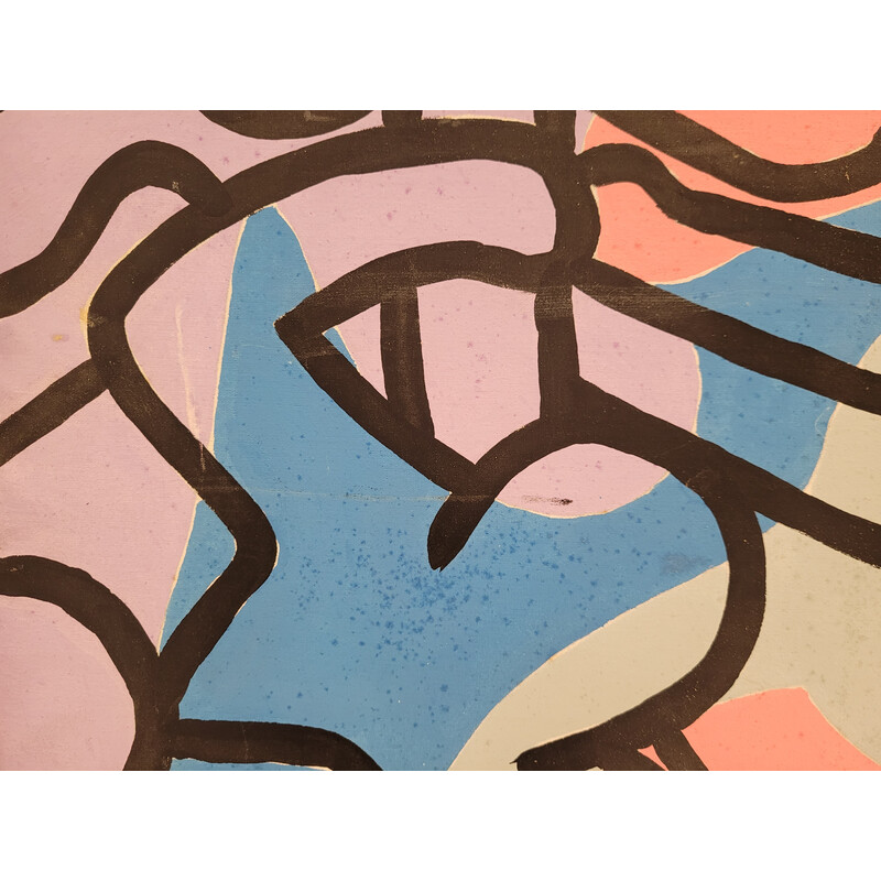 Huile sur toile vintage "Composition" de Keith Haring, 1980