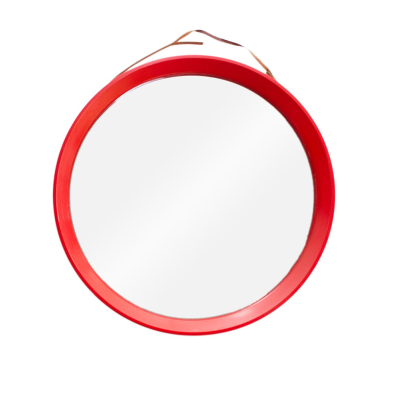 Round wall mirror produced in Denmark - 1970s