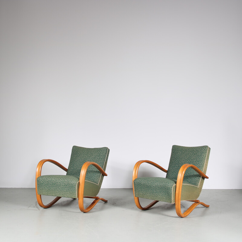 Paar vintage fauteuils van Jindrich Halabala voor Up Zadovy, Tsjechië 1950