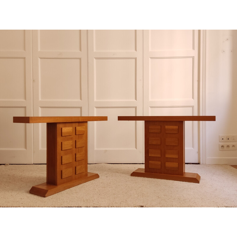 Pair of vintage oakwood consoles, 1960