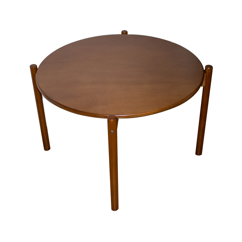 Round coffee table in wood - 1970s