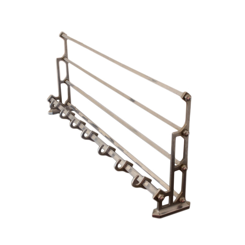 Silvery wall coat rack in metal - 1950s