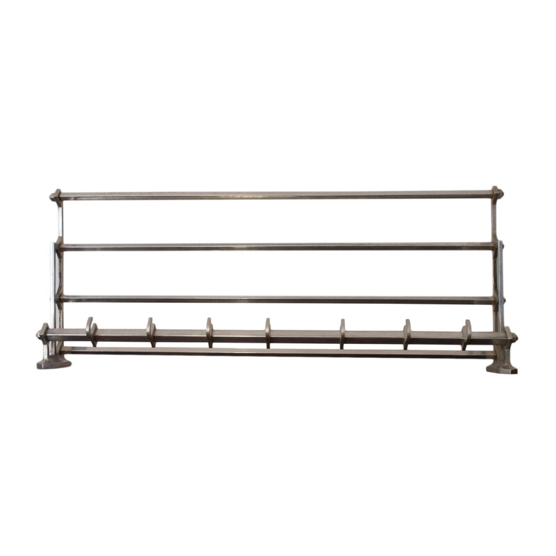 Silvery wall coat rack in metal - 1950s