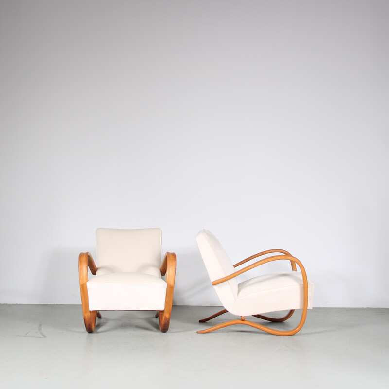 Pair of vintage armchairs by Jindrich Halabala for Up Zadovy, Czech 1950