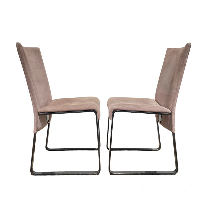 Vintage "Ealing" leather chairs by Giovanni Offredi for Saporiti