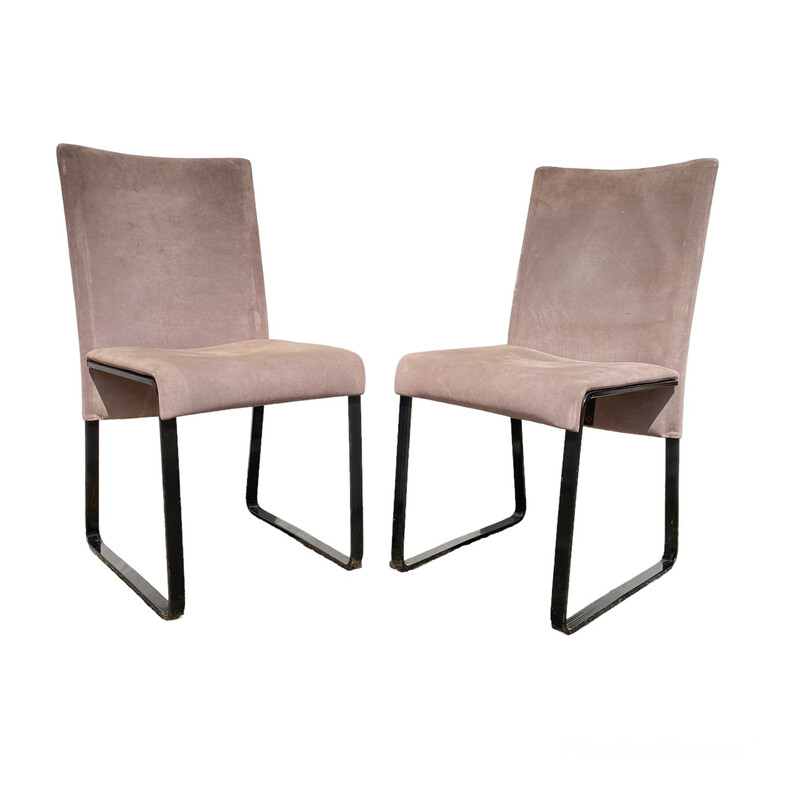 Vintage "Ealing" leather chairs by Giovanni Offredi for Saporiti