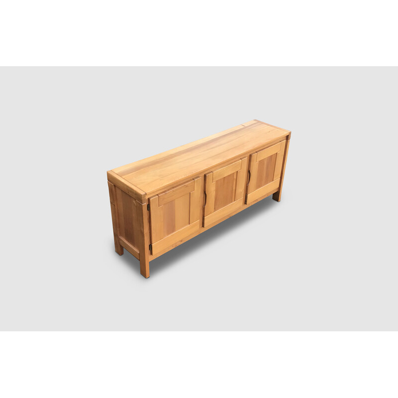 Vintage solid elmwood sideboard by Roland Haeusler for Maison Regain, 1970s