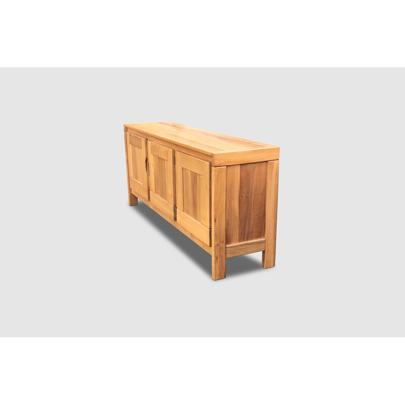 Vintage solid elmwood sideboard by Roland Haeusler for Maison Regain, 1970s