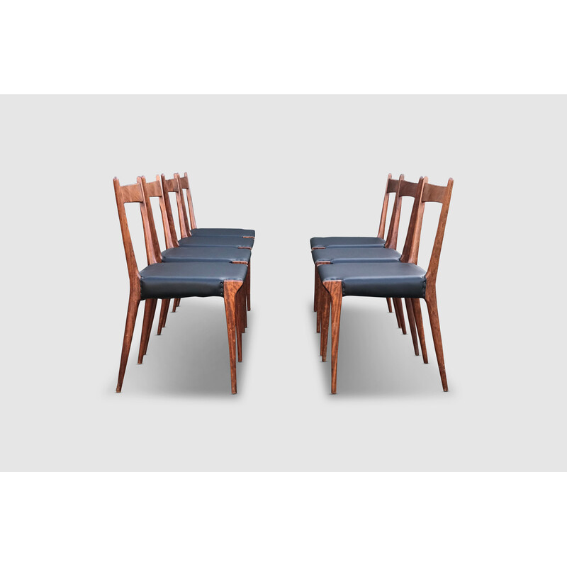 Conjunto de 7 cadeiras de jantar S2 vintage rosewood de Alfred Hendrickx para Belform, Bélgica 1950