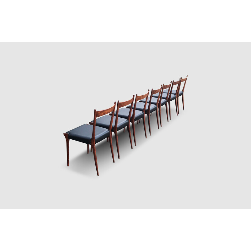 Set of 7 vintage S2 rosewood dining chairs by Alfred Hendrickx for Belform, Belgium 1950s