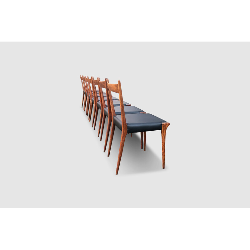 Set of 7 vintage S2 rosewood dining chairs by Alfred Hendrickx for Belform, Belgium 1950s