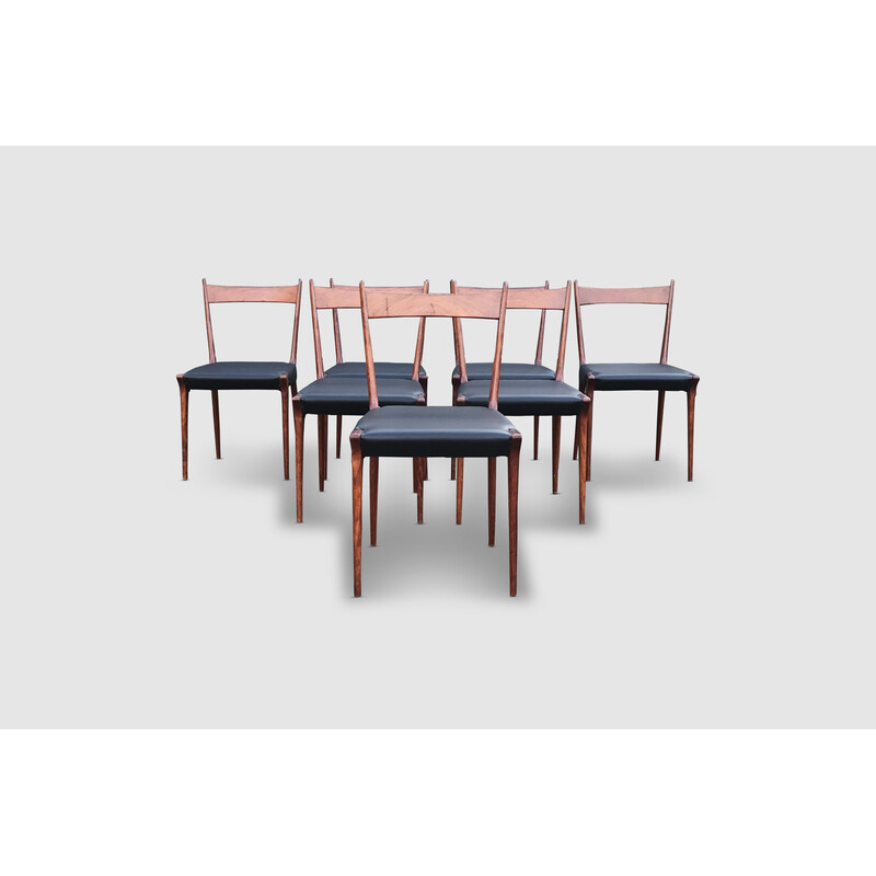 Conjunto de 7 cadeiras de jantar S2 vintage rosewood de Alfred Hendrickx para Belform, Bélgica 1950
