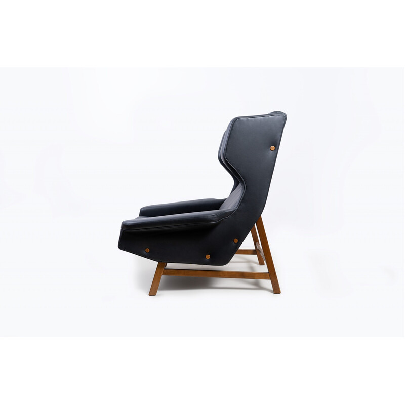 Vintage Wingback 877 fauteuil van Gianfranco Frattini voor Cassina, 1959
