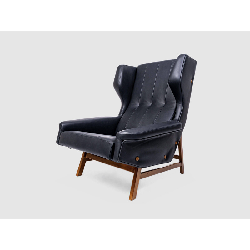 Vintage Wingback 877 fauteuil van Gianfranco Frattini voor Cassina, 1959