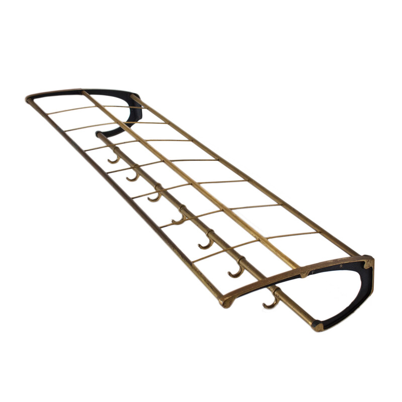 Wall coat rack in brass - 1950s