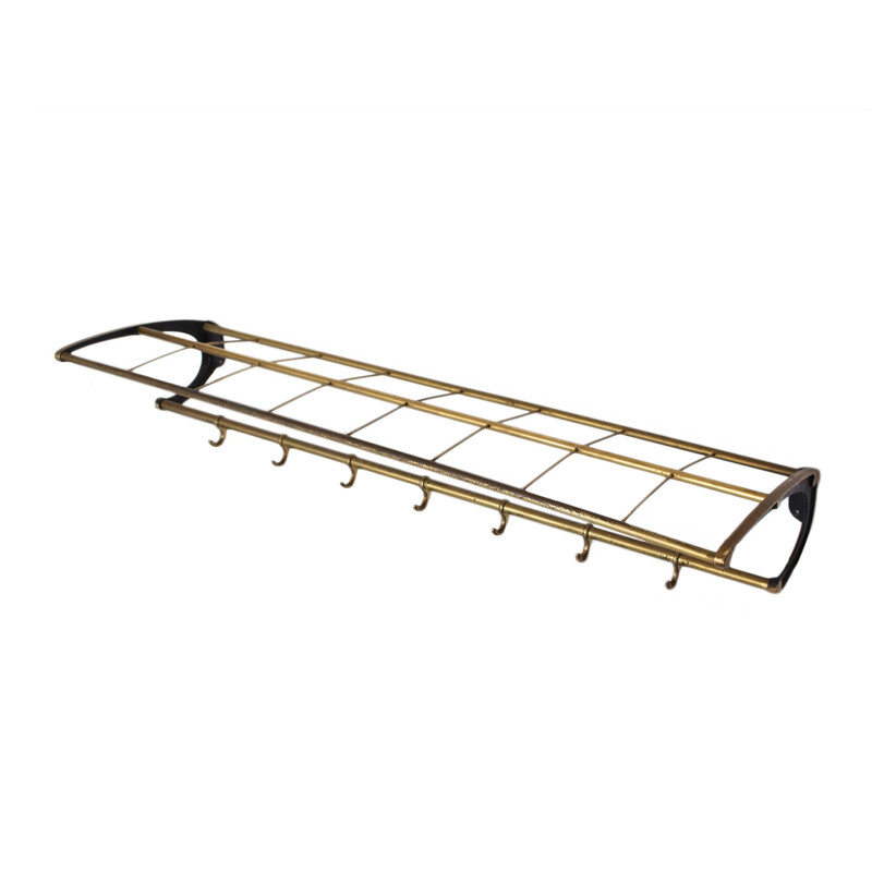 Wall coat rack in brass - 1950s