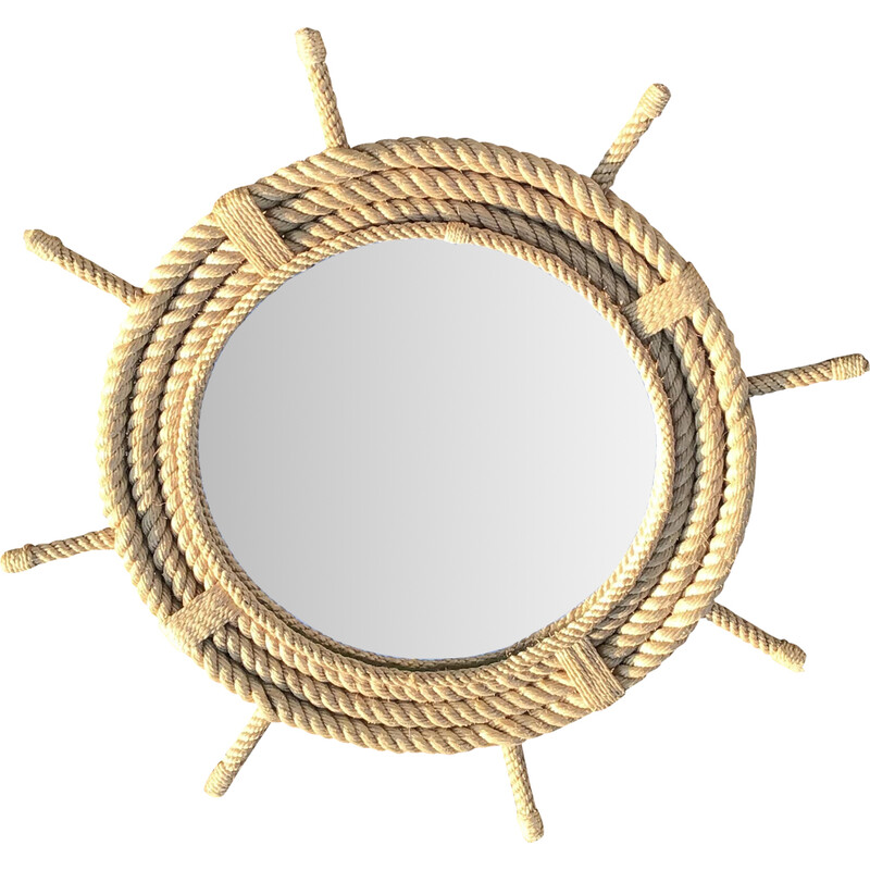 Vintage rope sun mirror by Audoux-Minet