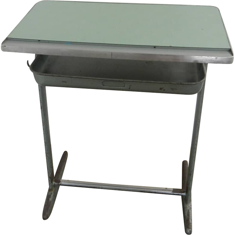 Vintage school bench in iron and formica, 1950