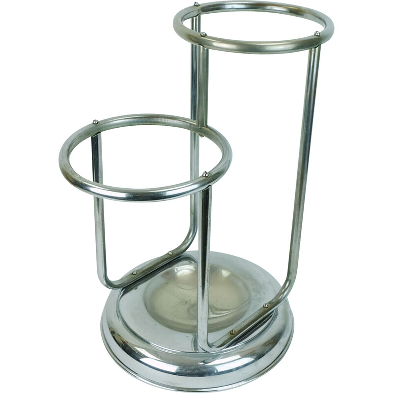 Vintage art deco umbrella stand in chrome plated metal, 1930s