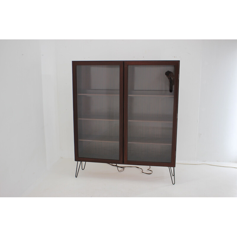 Vintage upcycled rosewood display cabinet by Omann Jun, Denmark 1960s